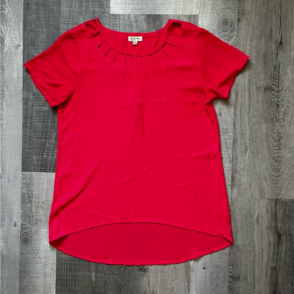 Hot Pink Short-Sleeve Blouse Size Small